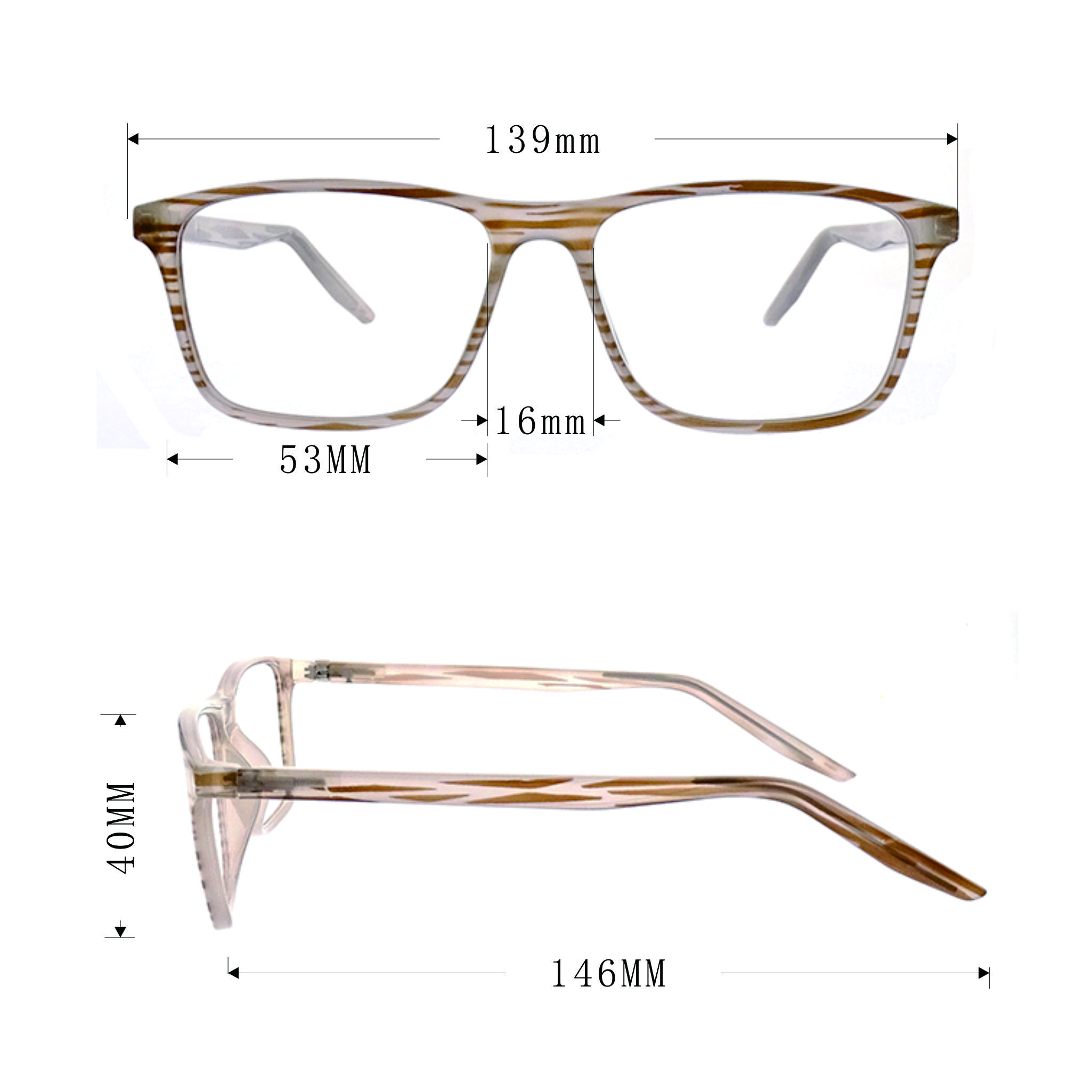 Gafas de lectura de plástico de madera de cebra unisex LR-P6793